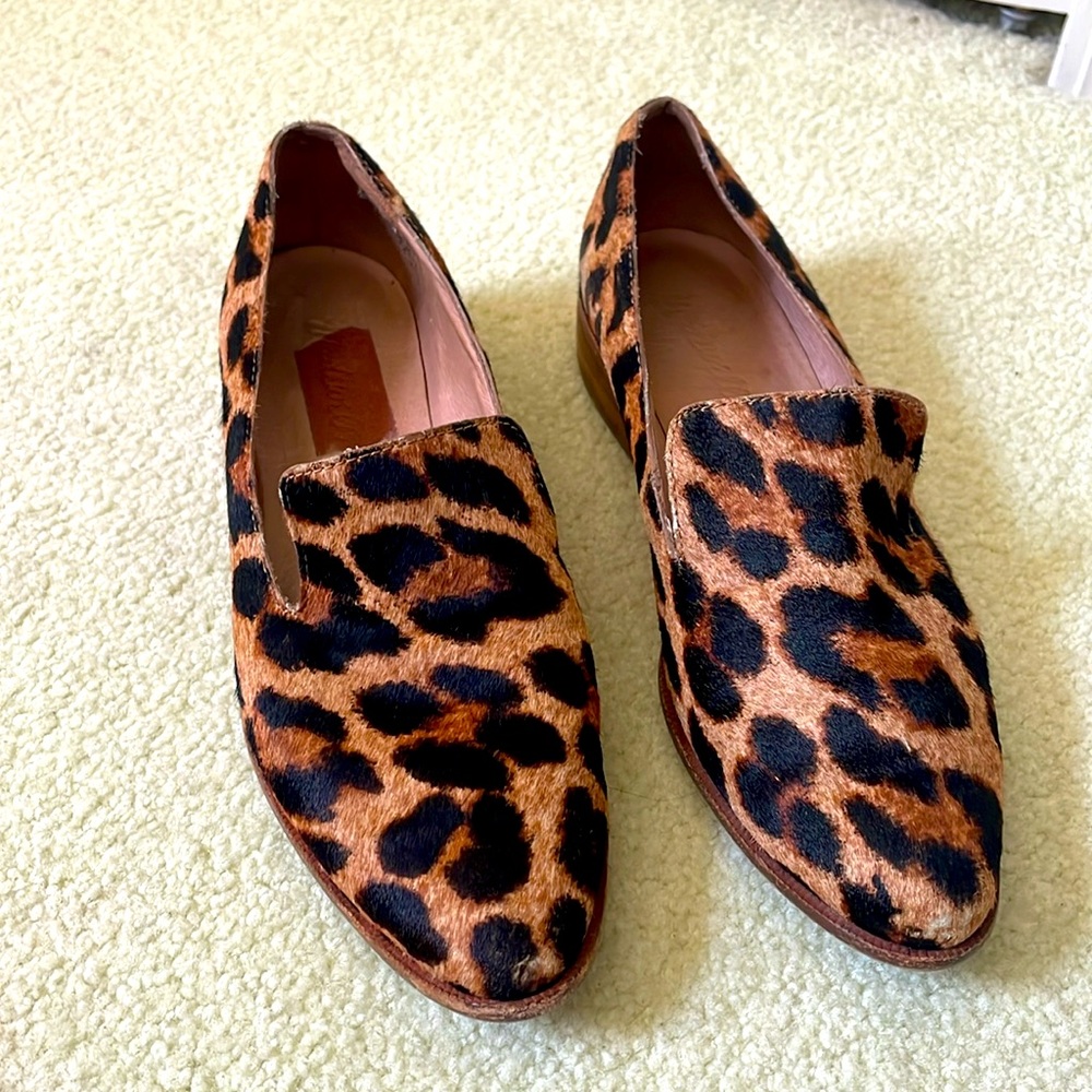 Madewell leopard print calf hair loafer SZ 7